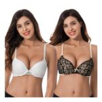 Curve Muse Add 1 Cup Push-up Underwire Lace Bras 2-Pack