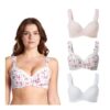 Curve Muse Underwire Balconette Cotton Bra 3PK Pink White 36DDD