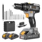 DEAL STACK – LEEIKOO Cordless Drill 21V with 2x2Ah Batteries, LED Light