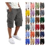 DEAL STACK – Mens Cargo Shorts 3/4 Length Cotton Quick-Dry Dark Gray XXXL