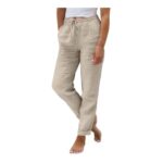 DEAL STACK – Petite Linen Trousers Womens Summer Lightweight Pants with Pockets