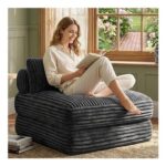DEAL STACK – Welzona Folding Corduroy Sofa Bed Grey