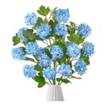 DEMIUKO 4Pcs Artificial Blue Hydrangea Flowers Vase Decor