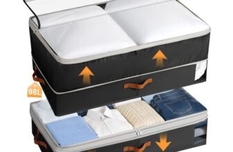 DIMJ Underbed Storage Boxes with Lid, Adjustable Height 5.91-11.82 In