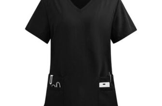 DIYIOUZHOU Black Scrub Tops for Women Nurses Tunic