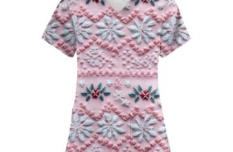DIYIOUZHOU Christmas Scrub Tops for Women Nurses Uniform UK
