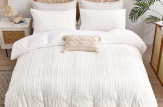 DJY White Bedding Set Double Size 3PCS-Plain Tufted Duvet Cover Set, Soft Microfiber Lightweight Duvet Cover Set with Zipper Closure (Double, 200x200cm)