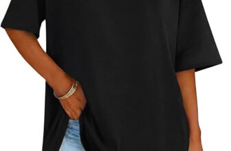 Demegimi Womens Oversized T-Shirt Round Neck Half Sleeve Loose Fit Tees Half Sleeve,Plain Baggy Tunic Tops,Casual Summer Holiday Clothes,Ladies Basic Tee,Capsule Wardrobe,Easy Matching,Daily Wear
