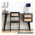 Desser Venice 2 Drawer Black Rattan and Mango Wood Dressing Table Set