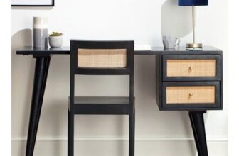 Desser Venice 2 Drawer Black Rattan and Mango Wood Dressing Table Set