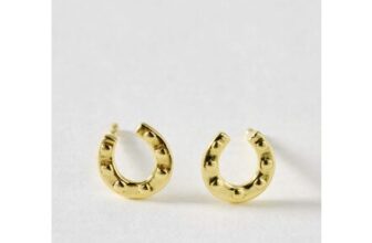 Dixon Hammered Horseshoe Gold Plated Stud Earrings