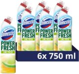 Domestos Power Fresh Lime Fresh Toilet Gel eliminates 99.99% of germs limescale remover 6x 750 ml