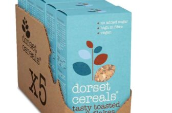 Dorset Cereals Tasty Toasted Spelt Flakes Muesli – No Added Sugar Breakfast – Vegan & Naturally High Fibre Cereal – 570g (Pack of 5 x 570g)