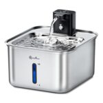 DownyPaws Stainless Steel Cat Water Fountain, Wireless, 3L, Quiet Pump