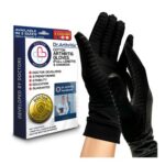 Dr. Arthritis Full-Length Gloves with Handbook, Copper Compression, Black, L
