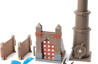 Dreamworks Dragons Trial of Flame Torch Tower Toy Figure Playset Load & Launch Boulder,Toothless, Monstrous Nightmare & 2 Viking Action Figures, Pretend Play Gifts for Kids Ages 4