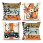 Dremisland 4 Autumn Cushion Covers 45×45 Cm, Pumpkin Orange