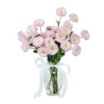DuHouse 6pcs Gerbera Daisy Silk Bouquet Faux Daisies, Blush
