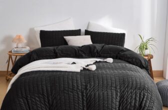 DuShow King Size Duvet Cover Set – Textured Black, Seersucker Pattern, Soft Breathable Bedding With Zipper, Includes 2 Pillowcases – 220230cm