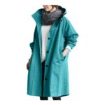 Duaicnvow Women Hooded Waterproof Rain Trench Coat