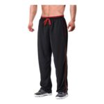 EKLENTSON Mens Loose Fit Jogging Pants with Zip Pockets Black-Red