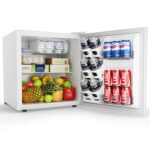 EUHOMY 46L Mini Fridge – Small Table Top Fridge with Reversible Door & Chiller Box, 7-Level Adjustable Thermostat, Low Noise (39 dB)