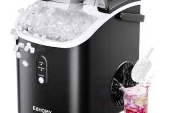 EUHOMY Nugget Ice Maker, Chewable Pellet Ice Machine with Self-Cleaning