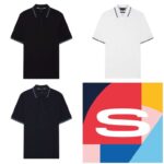 EXCLUSIVETed Baker House Check Jacquard Polo Shirt in black, navy & white With Code