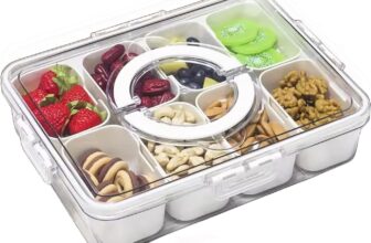 Eidoct Divided Serving Tray with Lid & Handle, Snack Box with 8 Snack Tray