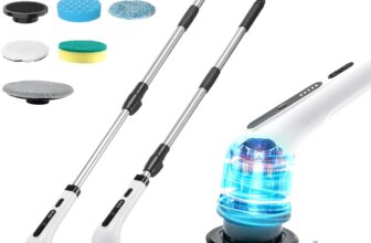 Electric Spin Scrubber – Cordless Power Scrubber with 9 Replaceable Brush Heads, Adjustable Extension Arm & 2 Speeds for Effortless Cleaning of Floors, Tubs, Tiles, and Toilets