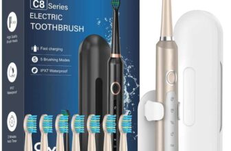 Electric Toothbrush for Adults and Kids, Sonic Toothbrushes with 8 Brush Heads and Travel Case Toothbrush Holder