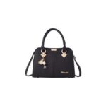 Elegant Lychee Grain Top Handbag with Cute Pendants