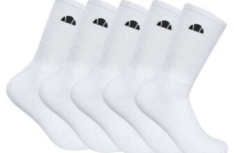 Ellesse Alacre 5 Pack Crew Socks – White, One Size