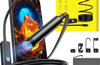 %   Endoscope Inspection Camera 1920HD,8 LEDs, 5M Cable – Upgraded Plug & Play for iOS/Android, No WiFi 1920HD Snapshot & Video, 8 LEDs on Flexible Cable, IP67 Waterproof, 5M Cable