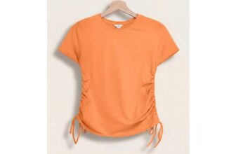 Enorsia Ruched Side Seam Short Sleeve T-Shirt