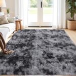 Enyhom Fluffy Washable Rugs Living Room 160×230 cm, Dark Grey, Anti Slip