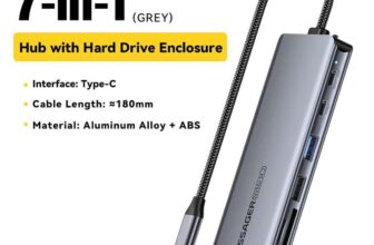 Essager USB C 7 in 1 Hub With M.2 SSD Hard Disk Enclosure PD100W USB3.2 10Gbps HDMI 4K60Hz w/code ESSAGER Direct Sales Store