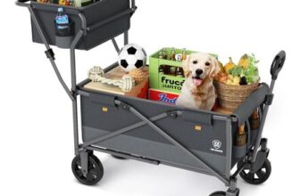 Ever Advanced Folding Push/Pull Trolley: Brake, Basket, Cup Holder, Grey