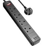 Extension Lead with 4 USB Slots (3.4A, 1C and 3A Ports),Power Strip Extension cord with 4 way plug extension Socket and 2M Extension