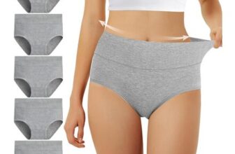 FALARY Womens High Rise Cotton Knickers, Pack of 5 Grey