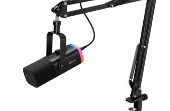 FIFINE Dynamic XLR Microphone Kit with Boom Arm, RGB, Volume Control for PC PS5/4 Sold by Fifine Official