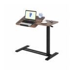FLEXISPOT Overbed Table with Wheels, Tilting Tabletop, 80×40 Cm, Brown