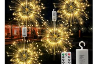 FOOING 120 LED Firework Starburst Lights, 4-Pack, Waterproof, Dimmable