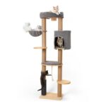 FUKUMARU XXL Cat Tree, 188 Cm, Solid Wood with Perch