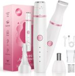 Facial Hair Remover for Women,4-in-1 Bikini Trimmer Women,USB C Mini Lady Shavers with 4-Level Battery Indicator (25%, 50%, 75%, 100%) Eyebrow Razor,Nose Trimmer,for Face Nose/Ear Body,Easy to Clean
