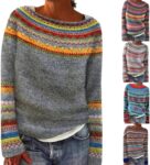 Fairisle Jumper Women Fashion Crew Neck Long Sleeves Nordic Jumpers