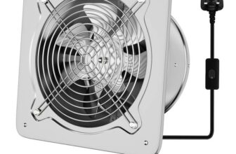 FanGoFast 6 Inch/150mm Kitchen Exhaust Fan 525m³/h Metal Extractor Fan, UK Plug Low Noise Stainless Steel, Warehouse Home Restaurant Garage