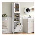 Feonase Tall Freestanding Cabinet with Acrylic Door and 4 Shelves