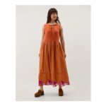 Fiona Sleeveless Floral Embroidered Maxi Dress Orange