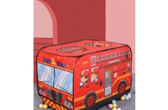 Fire Engine-Themed Play Tent with 2 Top Openings